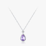 Collar Plata 925 Gota de Agua Lavanda