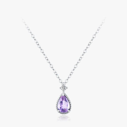 Collar Plata 925 Gota de Agua Lavanda