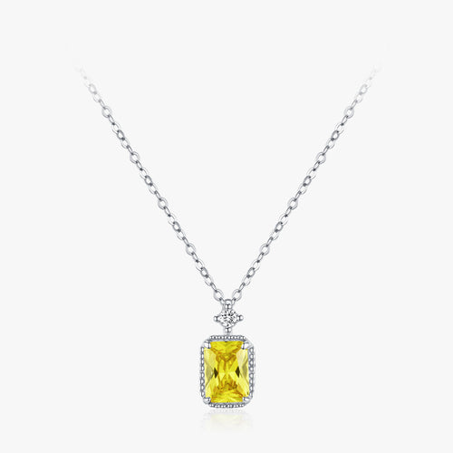 Collar Plata 925 Colgante Rectangular Amarillo