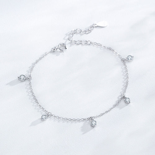 Pulsera Plata 925 Colgante Circón Redondo